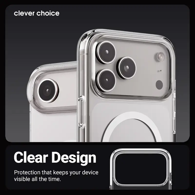 Crong Clear MAG Cover Case su MagSafe, skaidrus, iPhone 17 Pro, CRGCLRMIP1763PTRS