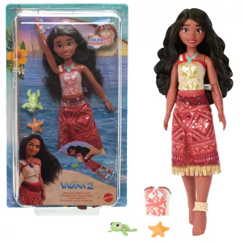 Disney Vaiana 2 plaukiojanti Tautai Vaiana mados lėlė su 2 aksesuarais ir besikeičiančia spalva liemene