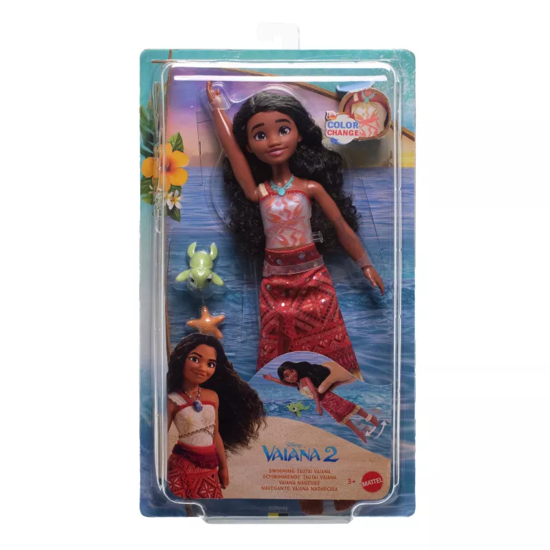 Disney Vaiana 2 plaukiojanti Tautai Vaiana mados lėlė su 2 aksesuarais ir besikeičiančia spalva liemene
