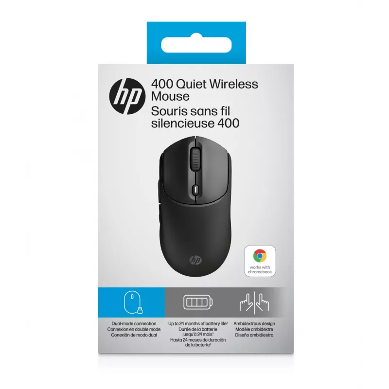 HP 400 tylioji belaidė pelė, juoda, ambidekstrinė, RF belaidis + Bluetooth, 6000 DPI