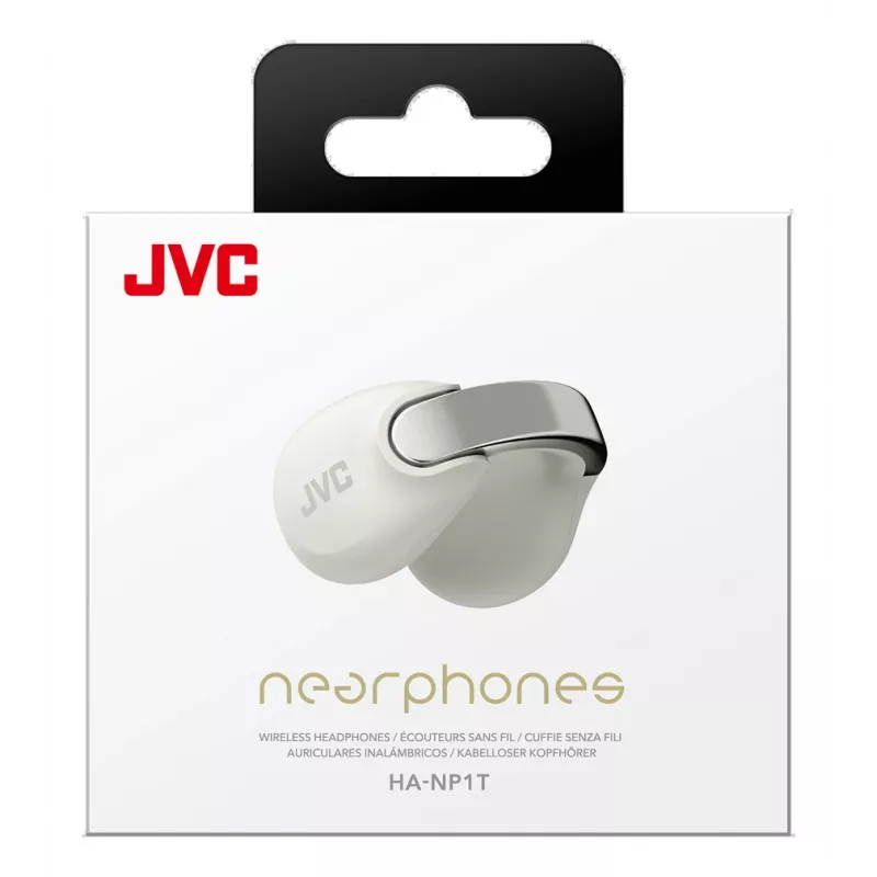Ausinės JVC HA-NP1T belaidės TWS ausų segtukai skambučiams/muzikai USB Type-C Bluetooth sidabrinė, balta