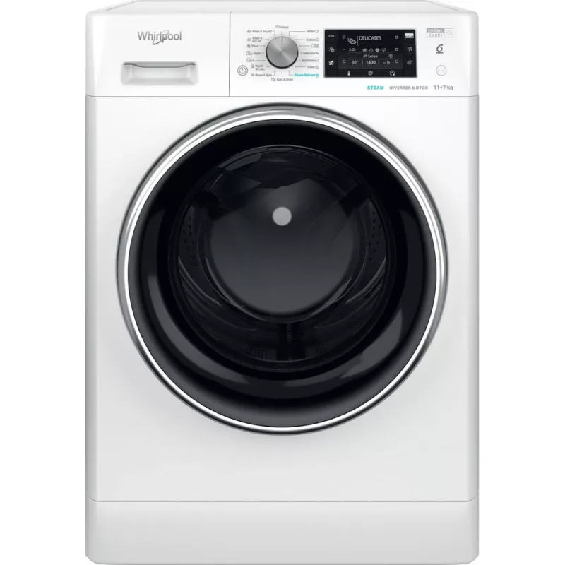 Skalbimo džiovinimo mašina Whirlpool FFWDD1176258B 7 kg, 1600 aps/min, SteamCare, inverterinis variklis, FreshCare+, 595×850×605 mm, balta