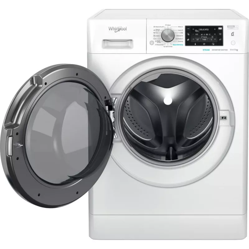 Skalbimo džiovinimo mašina Whirlpool FFWDD1176258B 7 kg, 1600 aps/min, SteamCare, inverterinis variklis, FreshCare+, 595×850×605 mm, balta