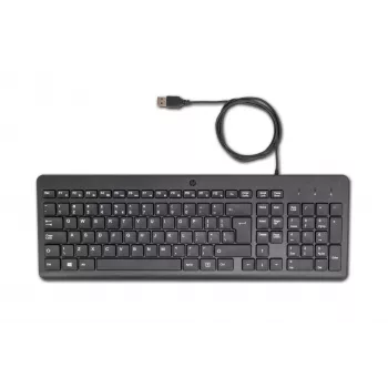 HP 150 laidinė klaviatūra, viso dydžio (100%), laidinė, USB, chiclet, QWERTY, juoda