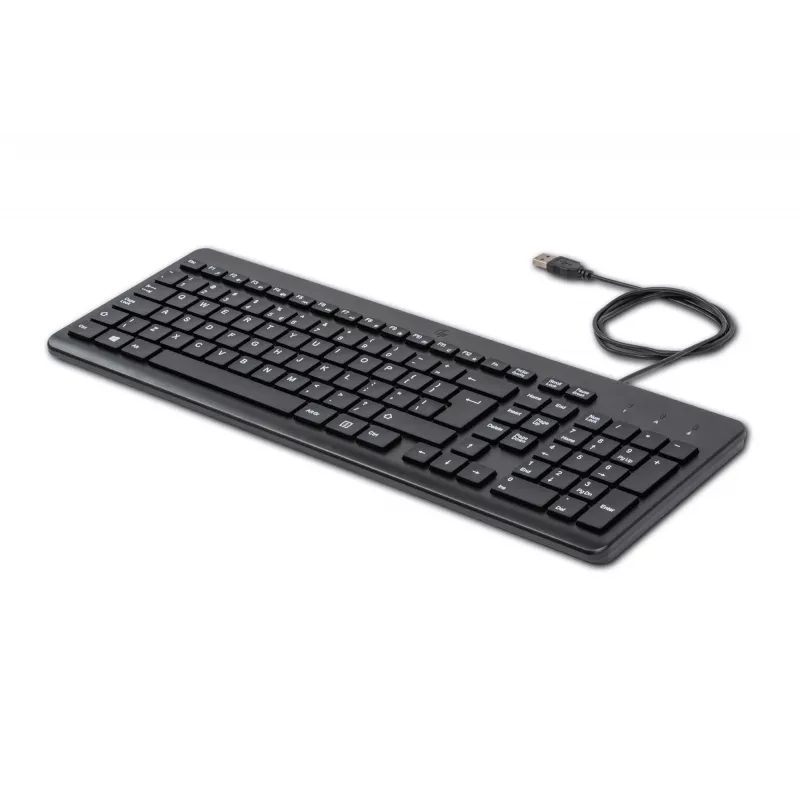 HP 150 laidinė klaviatūra, viso dydžio (100%), laidinė, USB, chiclet, QWERTY, juoda