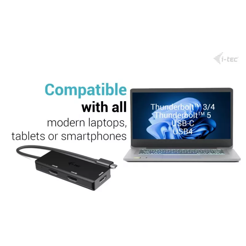 i-tec USB-C trigubas 4K HDMI vaizdo adapteris, Power Delivery 100W