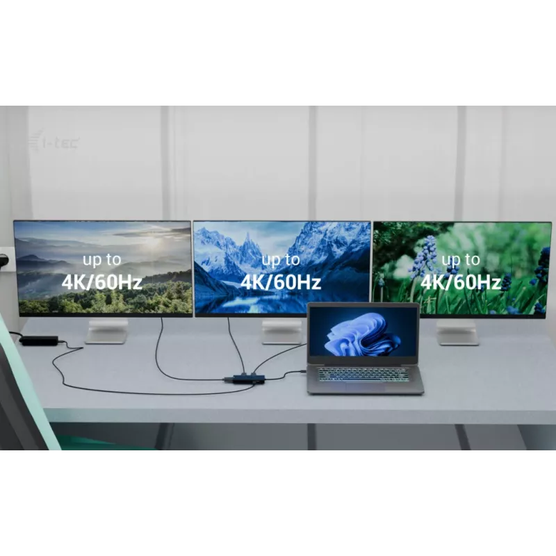 i-tec USB-C trigubas 4K HDMI vaizdo adapteris, Power Delivery 100W