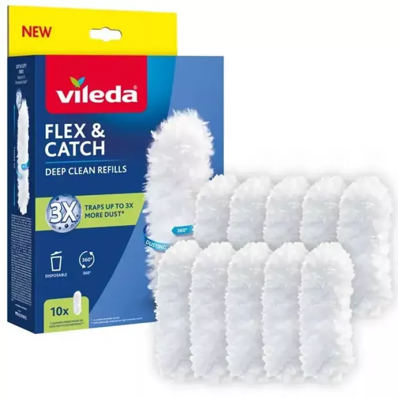 VILEDA Flex&Catch 177662 dulkių rinktuvo antdėklų rinkinys – 10 pakaitinių įdėklų