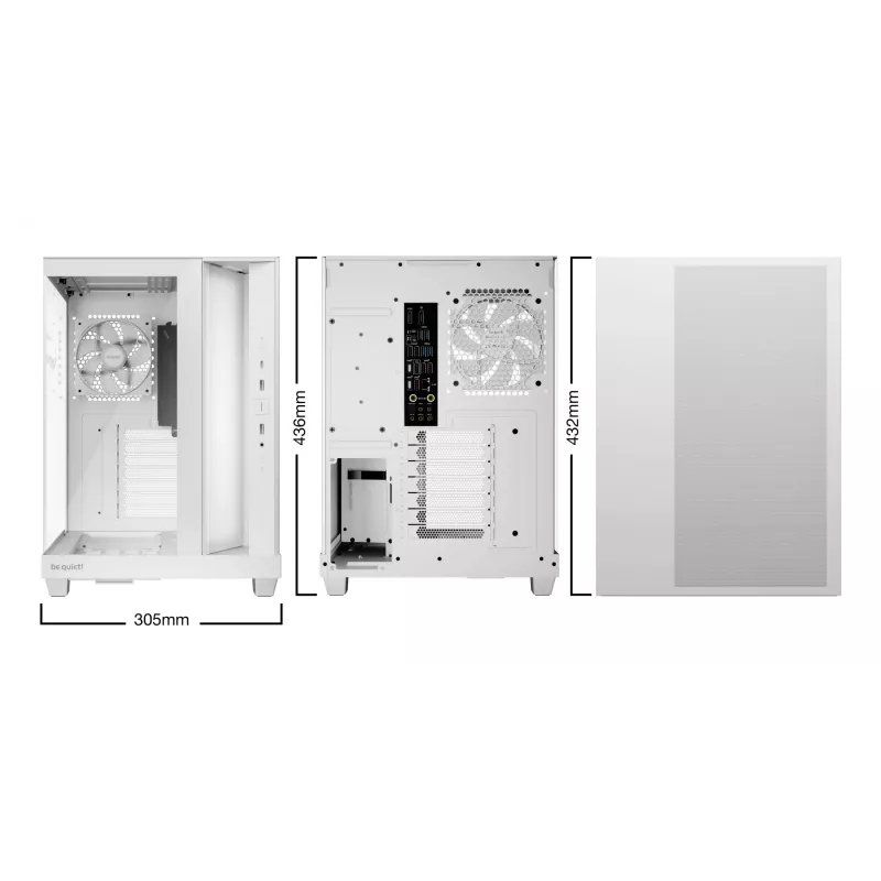 Korpusas be quiet Light Base 500 LX White Midi Tower ATX/PS2 PSU palaikymas 3x120 mm priekyje 1x120 mm gale palaiko 2.5/3.5 colių diskus 305×436×432 mm