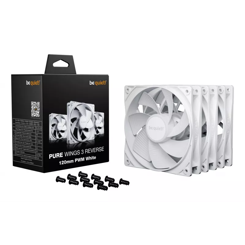 be quiet! Pure Wings 3 120mm PWM Reverse White Triple-Pack – 3 vnt. 12 cm kompiuterio korpuso ventiliatoriai