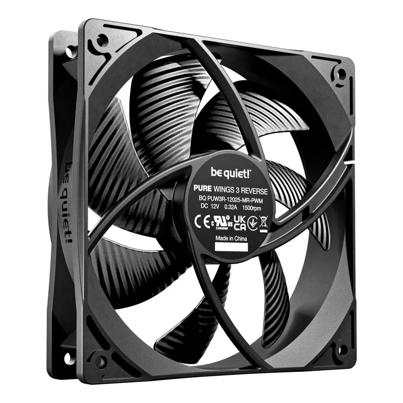 be quiet! Pure Wings 3 120mm PWM Reverse Triple-Pack – 3 vnt. korpuso ventiliatorių rinkinys, 12 cm, juodas