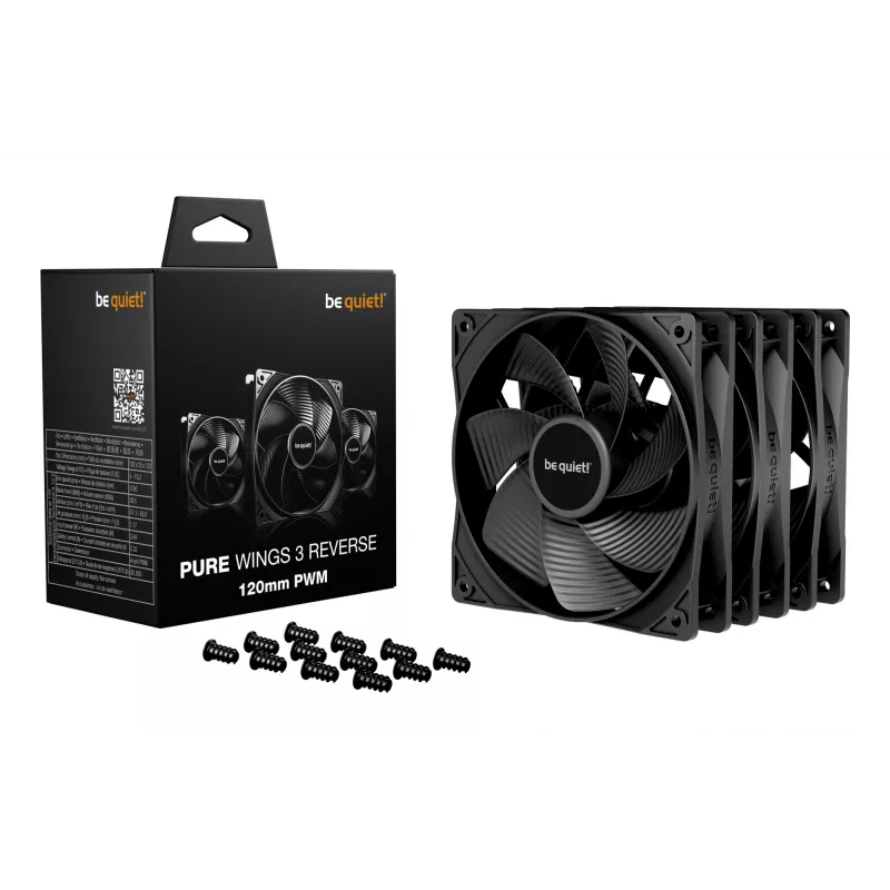 be quiet! Pure Wings 3 120mm PWM Reverse Triple-Pack – 3 vnt. korpuso ventiliatorių rinkinys, 12 cm, juodas