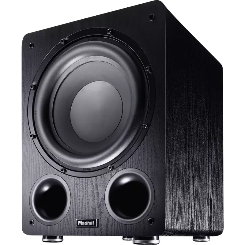 Aktyvus žemųjų dažnių garsiakalbis Magnat Alpha RS12 – 12 col. garsiakalbis, 120 W RMS, 20–200 Hz, D klasė, juoda