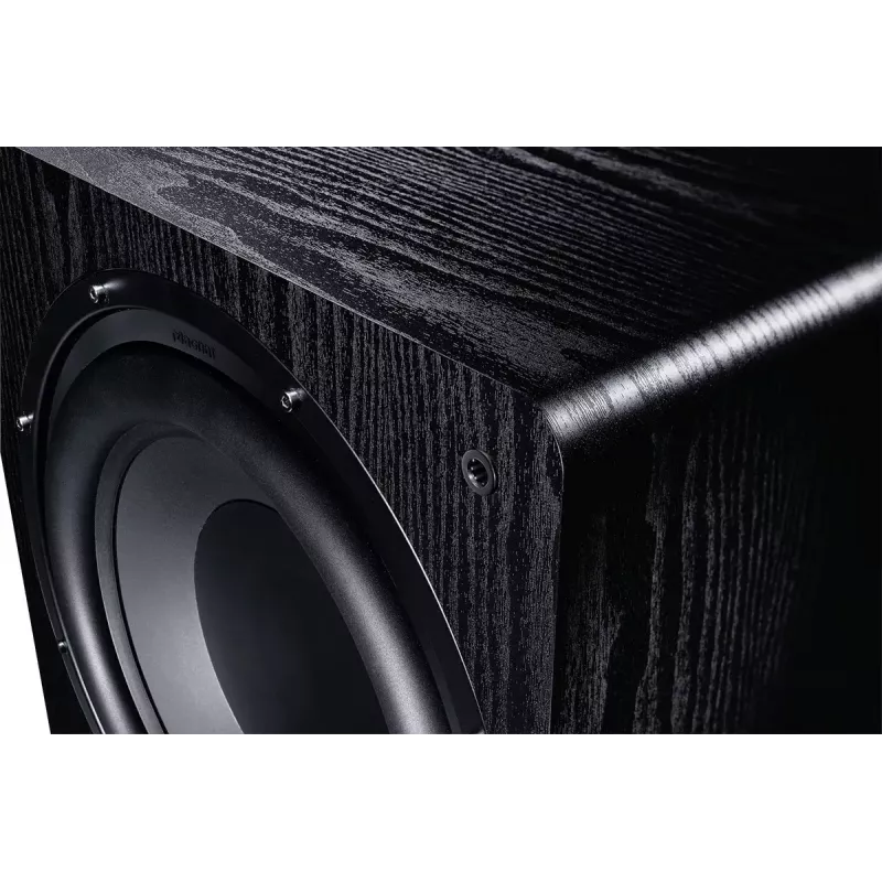 Aktyvus žemųjų dažnių garsiakalbis Magnat Alpha RS12 – 12 col. garsiakalbis, 120 W RMS, 20–200 Hz, D klasė, juoda