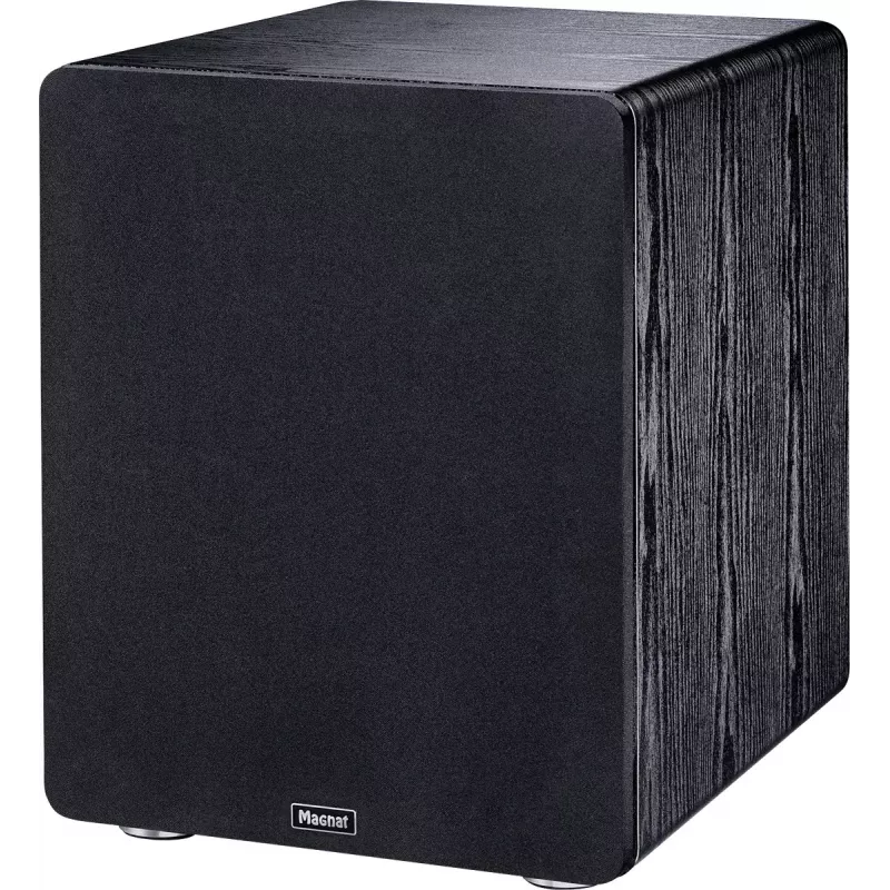 Aktyvus žemųjų dažnių garsiakalbis Magnat Alpha RS12 – 12 col. garsiakalbis, 120 W RMS, 20–200 Hz, D klasė, juoda
