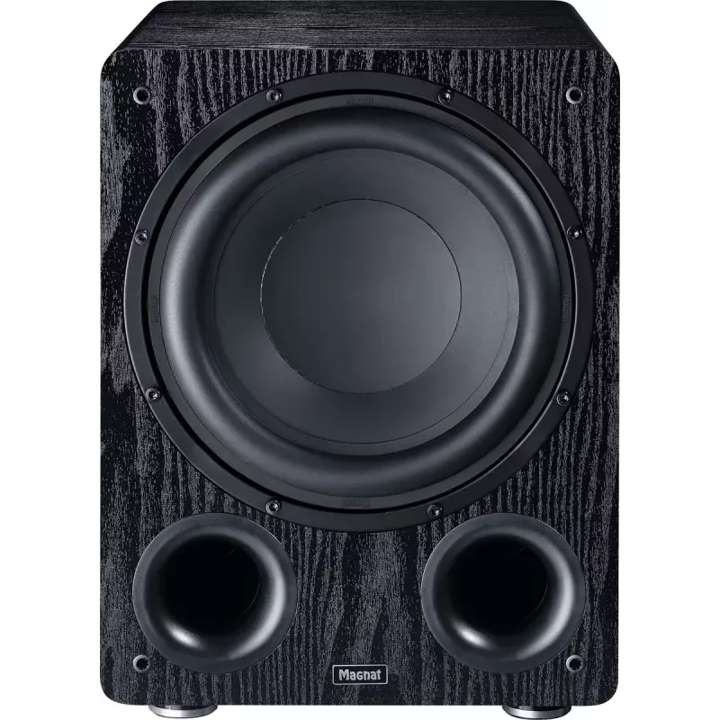 Aktyvus žemųjų dažnių garsiakalbis Magnat Alpha RS12 – 12 col. garsiakalbis, 120 W RMS, 20–200 Hz, D klasė, juoda