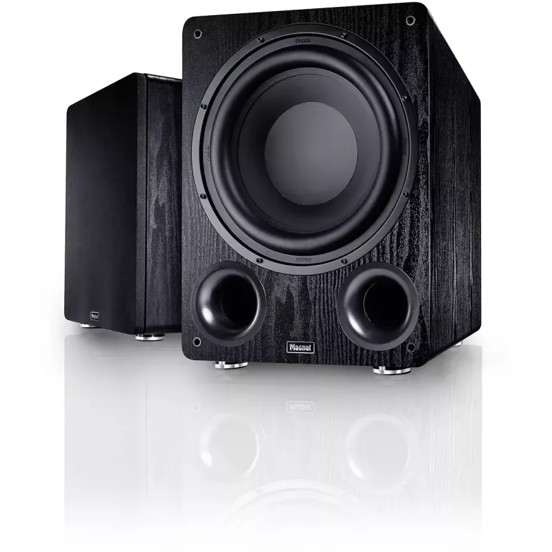Aktyvus žemųjų dažnių garsiakalbis Magnat Alpha RS12 – 12 col. garsiakalbis, 120 W RMS, 20–200 Hz, D klasė, juoda