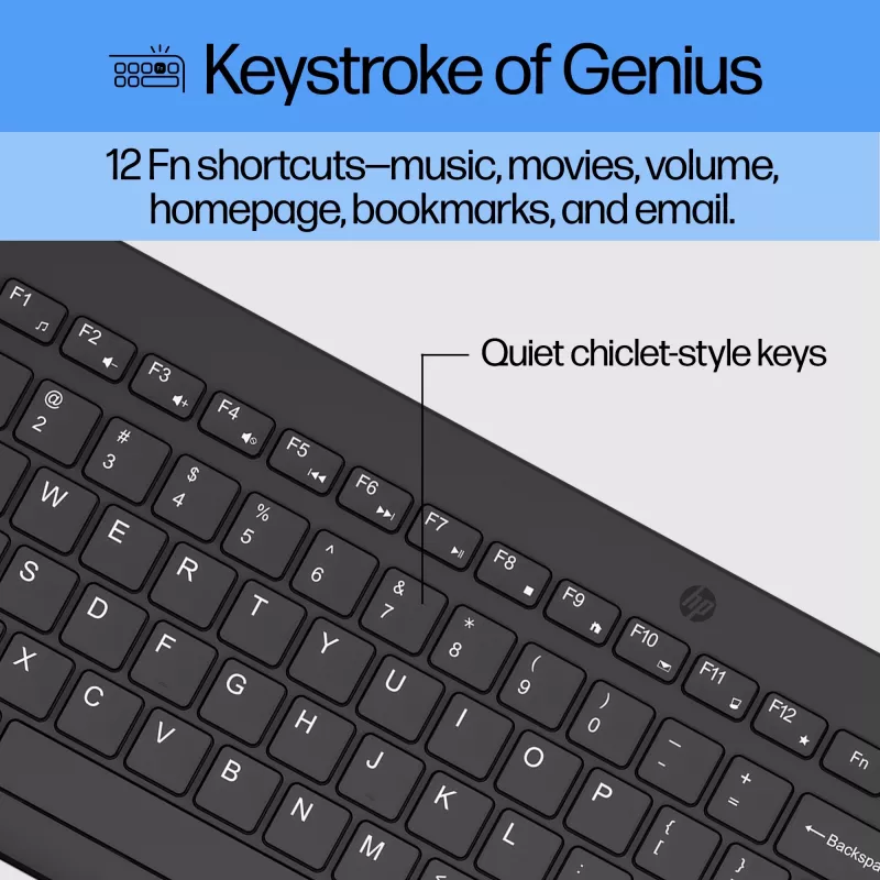 HP 330 belaidė klaviatūra ir pelė, pilno dydžio (100%), RF belaidis, QWERTY, juoda, pelė įtraukta