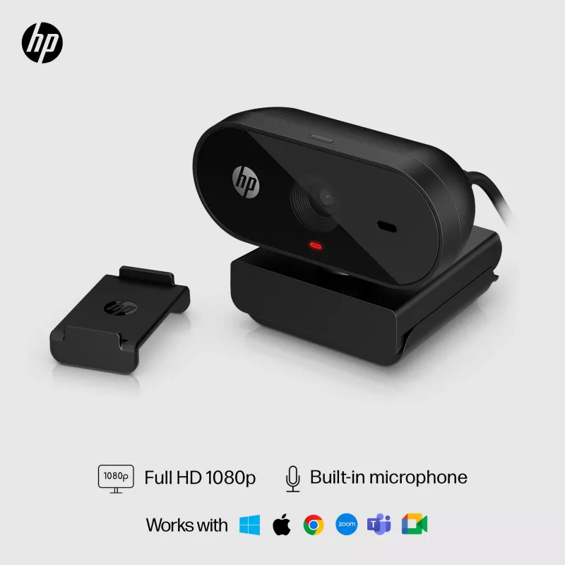 HP 320 FHD Webcam, 1920 x 1080 pikselių, Full HD, 30 kadrų/s, USB, juoda