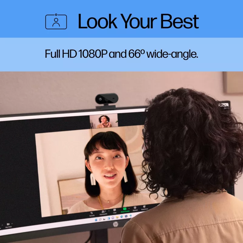 HP 320 FHD Webcam, 1920 x 1080 pikselių, Full HD, 30 kadrų/s, USB, juoda