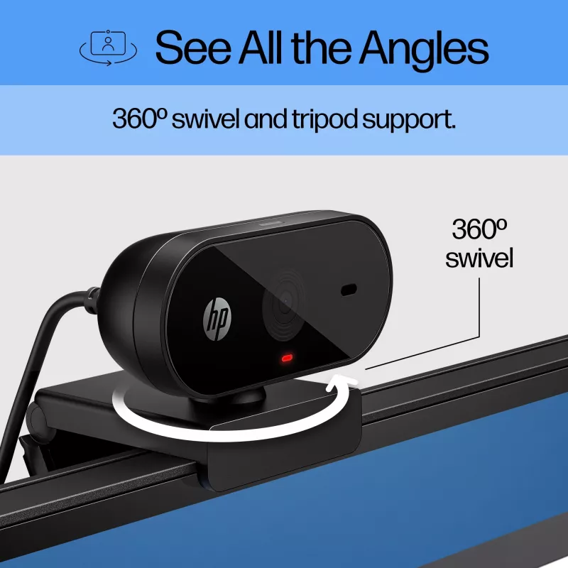 HP 320 FHD Webcam, 1920 x 1080 pikselių, Full HD, 30 kadrų/s, USB, juoda