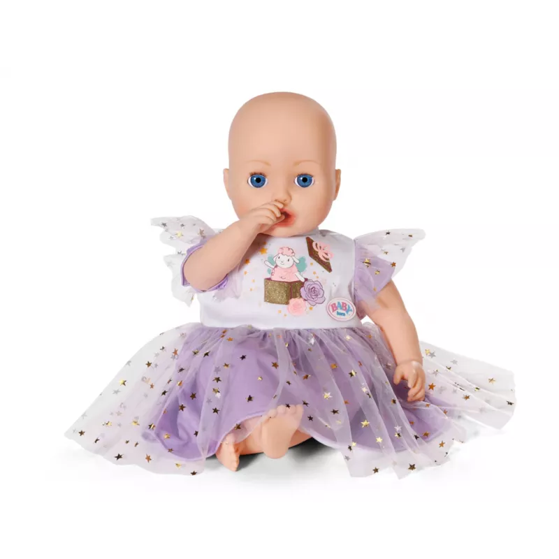Suknelė lėlei ZAPF BABY born alyvinė tiulio tutu 43 cm, įvairiaspalvė, sulankstoma, nuo 3 m.