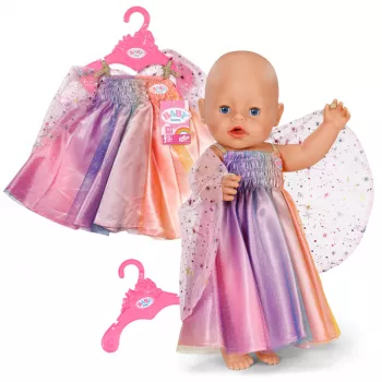 Lėlės suknelė ZAPF BABY born Vaivorykštinė naktinė suknelė 3–12 m., tekstilė, įvairiaspalvė, sulankstoma