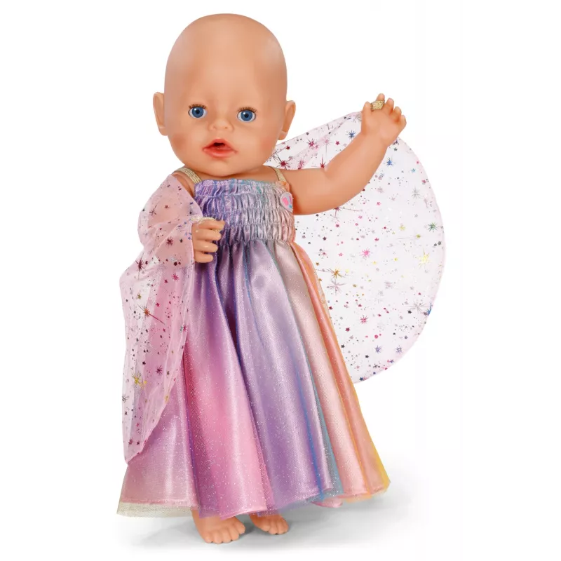 Lėlės suknelė ZAPF BABY born Vaivorykštinė naktinė suknelė 3–12 m., tekstilė, įvairiaspalvė, sulankstoma