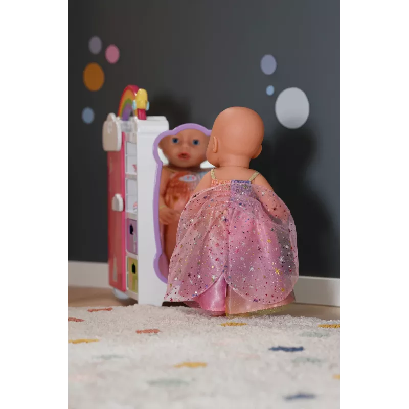 Lėlės suknelė ZAPF BABY born Vaivorykštinė naktinė suknelė 3–12 m., tekstilė, įvairiaspalvė, sulankstoma