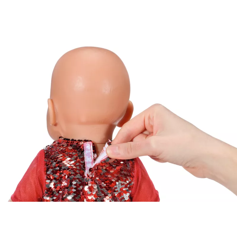 Suknelė lėlei ZAPF BABY born Kalėdinė suknelė 43 cm lėlėms, tekstilė, įvairiaspalvė, sulankstoma, amžius 3–12