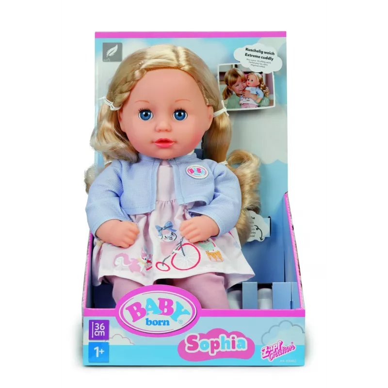 Kūdikio lėlė ZAPF BABY born Sophia Rose 36 cm — audinys ir plastikas, įvairiaspalvė, nuo 3 metų