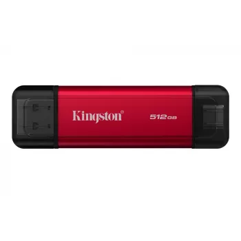 Išorinis SSD Kingston 512GB Dual USB-A/USB-C, USB 3.2 Gen 2, Skaitymas 1050MB/s, Rašymas 950MB/s, Juoda/Raudona