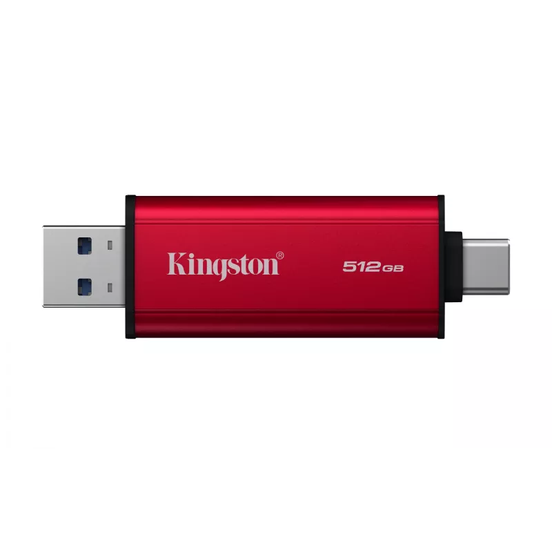 Išorinis SSD Kingston 512GB Dual USB-A/USB-C, USB 3.2 Gen 2, Skaitymas 1050MB/s, Rašymas 950MB/s, Juoda/Raudona