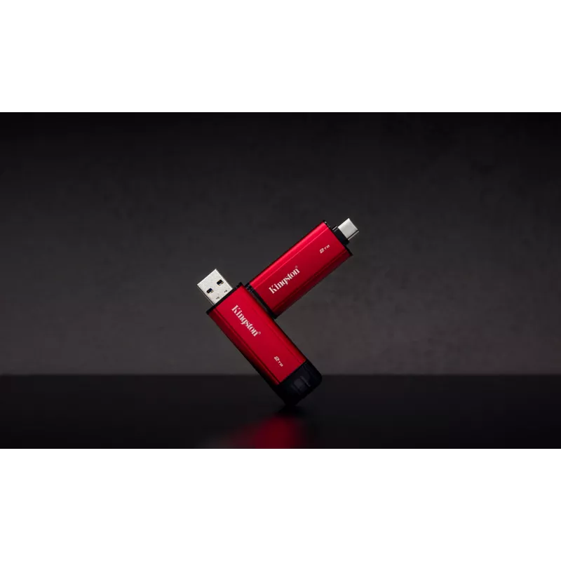 Išorinis SSD Kingston 2TB Dual USB-A/USB-C, USB 3.2 Gen 2, Skaitymas 1050 MB/s, Rašymas 950 MB/s, Juoda/Raudona