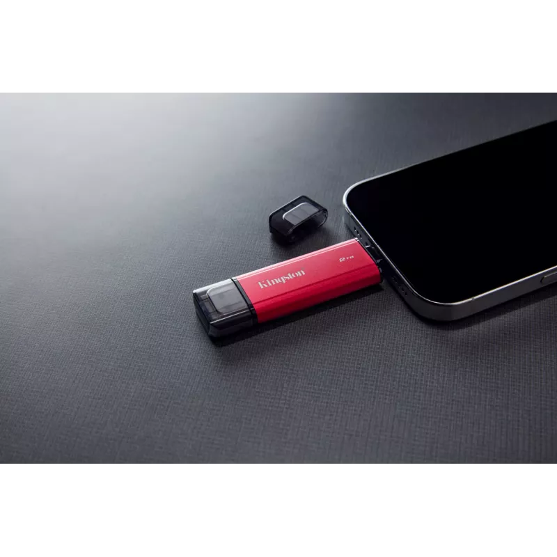 Išorinis SSD Kingston 2TB Dual USB-A/USB-C, USB 3.2 Gen 2, Skaitymas 1050 MB/s, Rašymas 950 MB/s, Juoda/Raudona