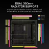 Korpusas PC Midi Tower CORSAIR FRAME 5000D RS — Juodas, ATX/EATX palaikymas, 3x140 mm priekiniai ventiliatoriai, grūdintas stiklas, 250×556×542 mm