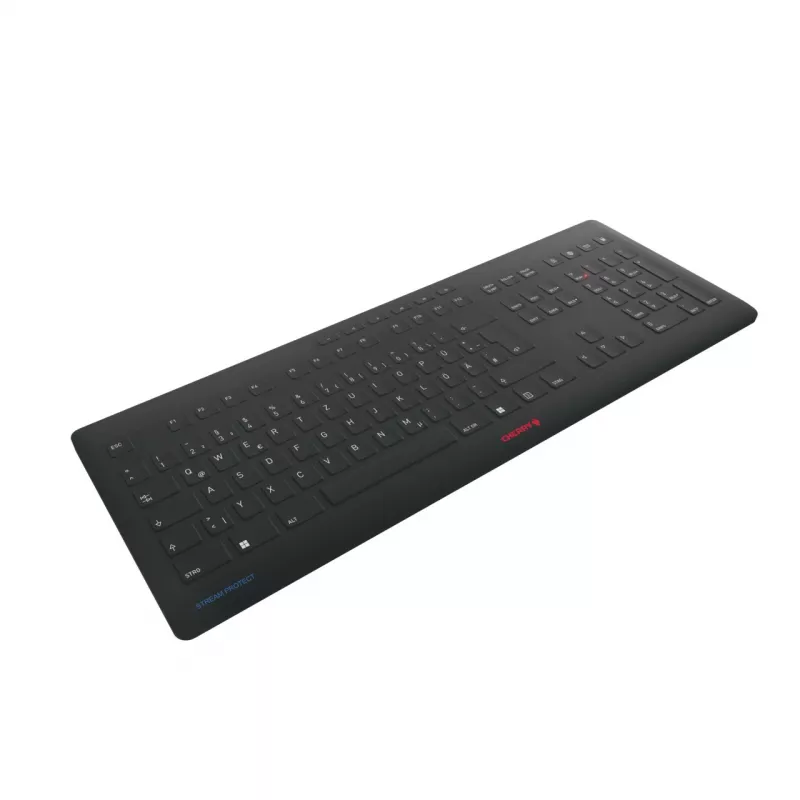 Cherry Stream Protect belaidė klaviatūra (QWERTZ, vokiška), juodos spalvos