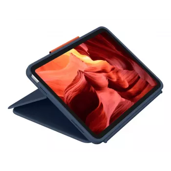 Klaviatūros dėklas Logitech Rugged Combo 4 Touch QWERTZ vokiškas Smart Connector mėlynas, skirtas iPad 10-os kartos (A16) Trackpad Dock 256×195×20 mm