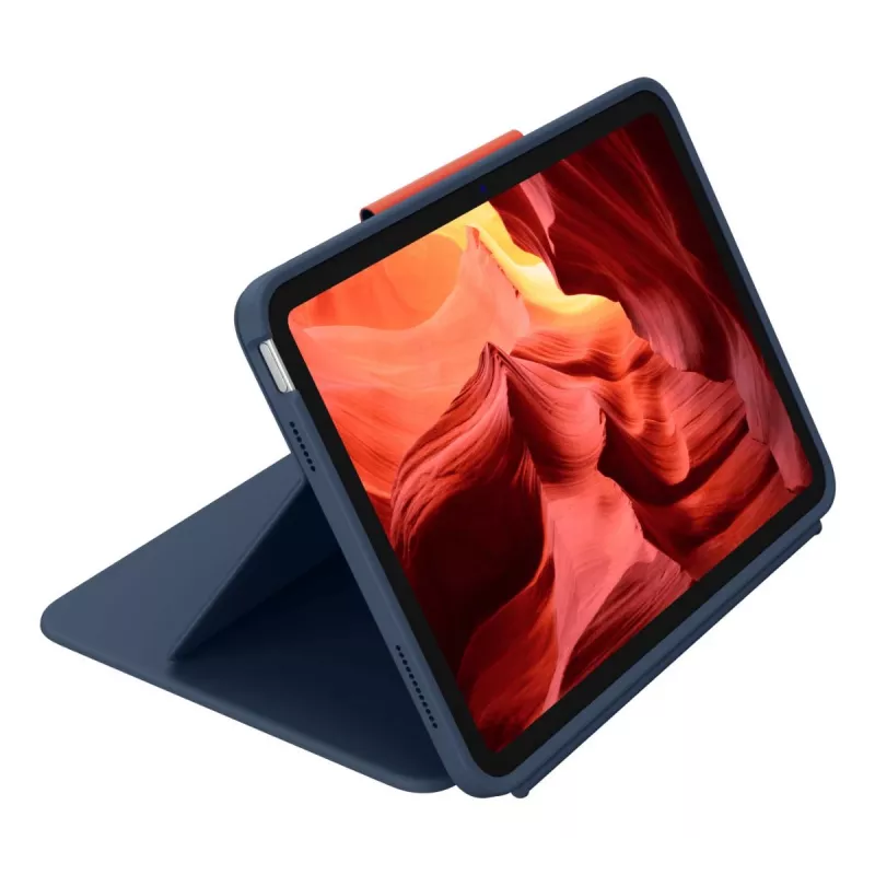 Klaviatūros dėklas Logitech Rugged Combo 4 Touch QWERTZ vokiškas Smart Connector mėlynas, skirtas iPad 10-os kartos (A16) Trackpad Dock 256×195×20 mm