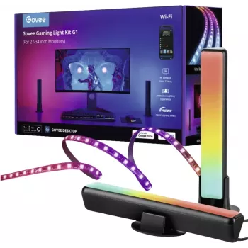 Išmanusis apšvietimo rinkinys Govee H6608 — Wi‑Fi/Bluetooth, juodas, daugiaspalvis, 3 vnt., 1,5 m laidas