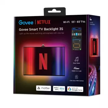 Protinga LED juosta Govee H6098 — Wi‑Fi/Bluetooth, juoda, 2 kWh/1000h, energijos klasė G