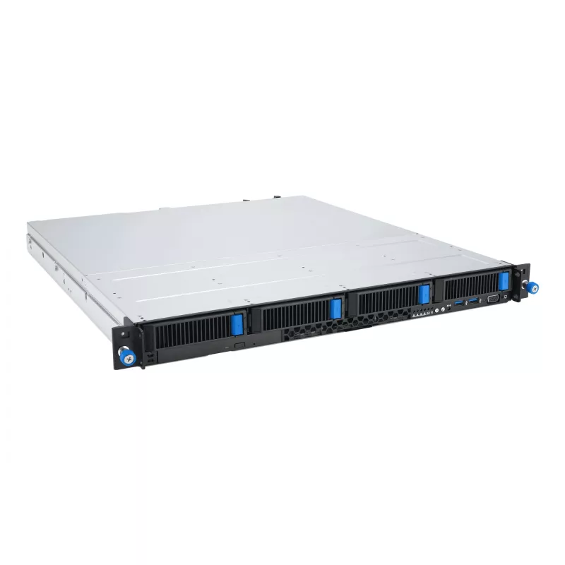 Stovo serveris ASUS RS300-E12-RS4, 1U, Intel C262, LGA1700, Xeon E-2400, 4x karštai keičiami 3,5 colio lizdai, 450W PSU, DDR5 UDIMM iki 128GB
