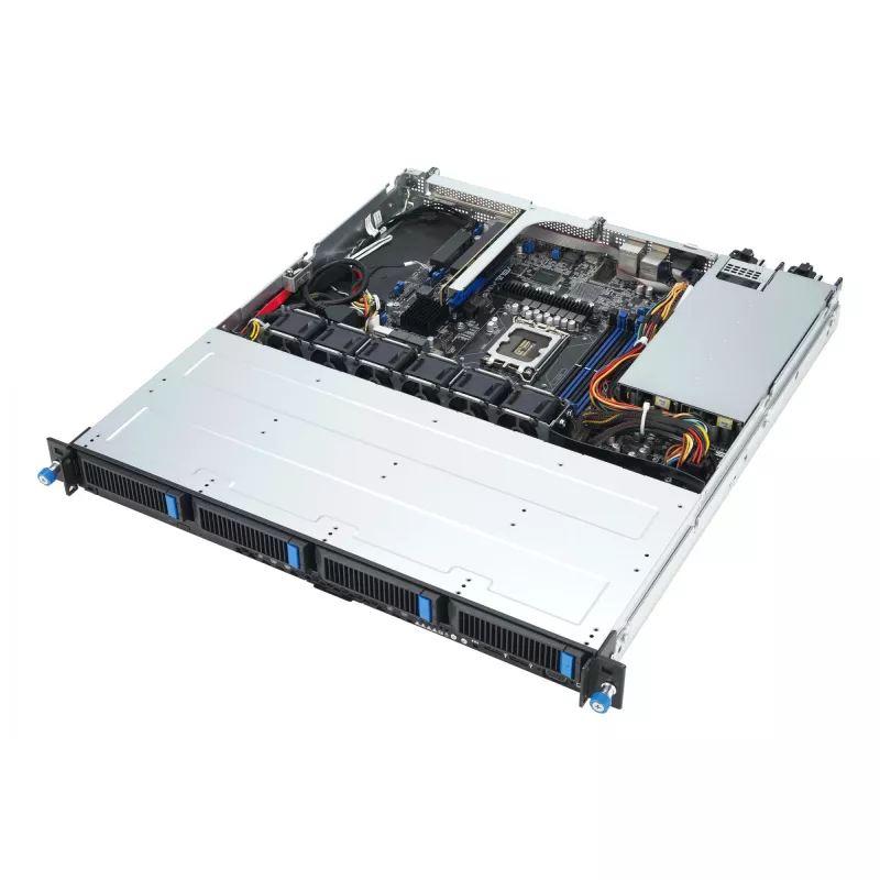 Stovo serveris ASUS RS300-E12-RS4, 1U, Intel C262, LGA1700, Xeon E-2400, 4x karštai keičiami 3,5 colio lizdai, 450W PSU, DDR5 UDIMM iki 128GB