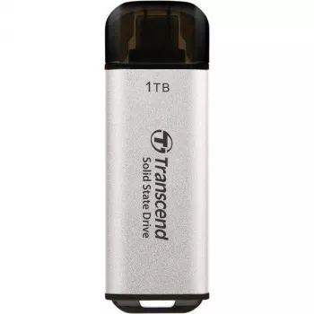 TRANSCEND ESD300S 1TB nešiojamasis SSD, USB Type-C, 3D NAND Flash, sidabrinis
