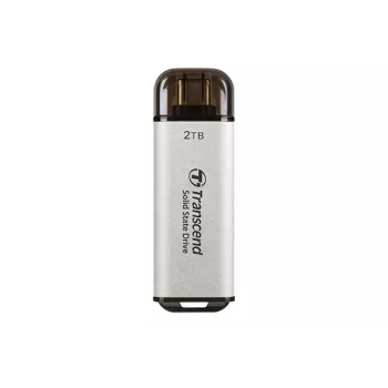 TRANSCEND ESD300s - 2TB nešiojamasis SSD - USB Type-C - 3D NAND Flash - sidabrinis