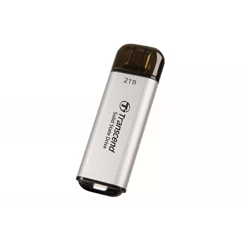 TRANSCEND ESD300s - 2TB nešiojamasis SSD - USB Type-C - 3D NAND Flash - sidabrinis