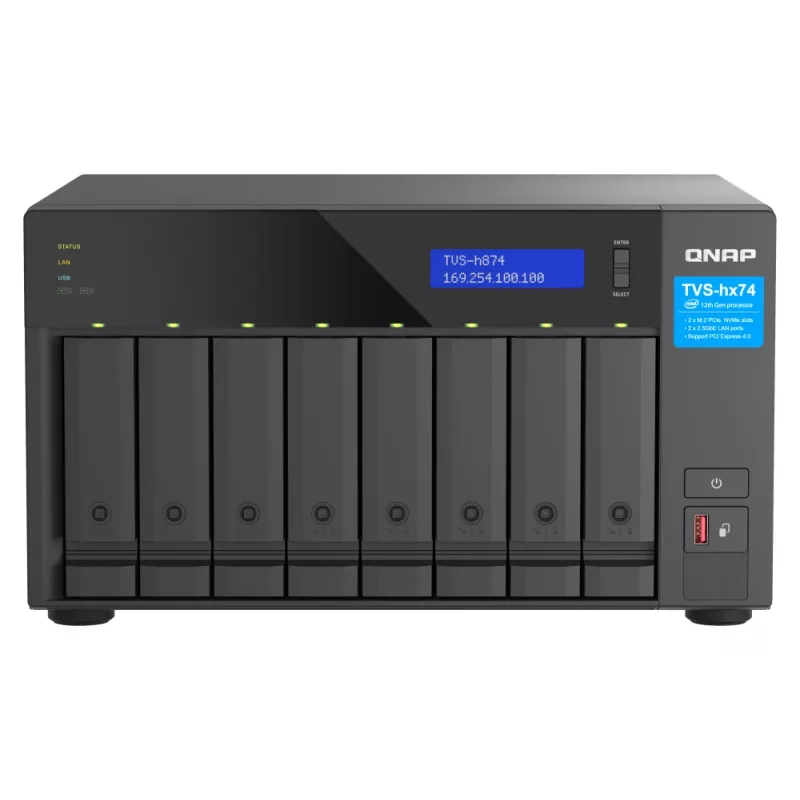 QNAP TVS-h874X NAS bokštas Intel® Core™ i9 64 GB DDR4 0 TB QuTS hero Juoda