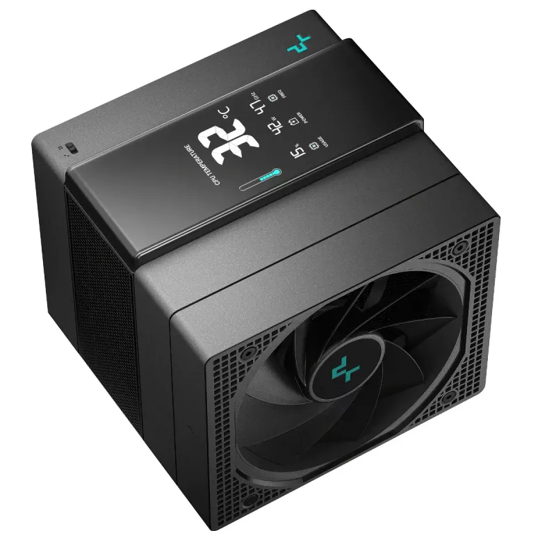 Oro aušintuvas DeepCool ASSASSIN IV VC VISION – dviejų ventiliatorių 120/140 mm, 300 W TDP, 7 šilumos vamzdelių, LGA115x/LGA1200/LGA1700/LGA20xx suderinamas, Juodas