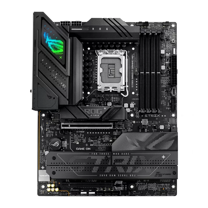 Motininė plokštė ASUS ROG STRIX B860-F GAMING WIFI — Intel B860, LGA 1851, ATX, DDR5, 4x DIMM, Wi‑Fi 7, 2.5Gb LAN, 4x M.2