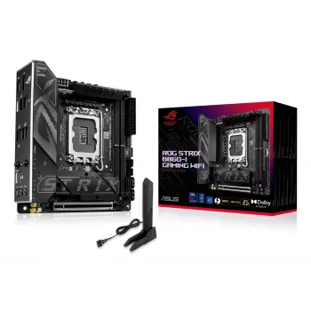 Motininė plokštė ASUS ROG STRIX B860-I GAMING WIFI — Intel B860, LGA 1851, mini ITX, 2× DDR5 DIMM (iki 128 GB), Wi‑Fi 7, 2.5Gb LAN